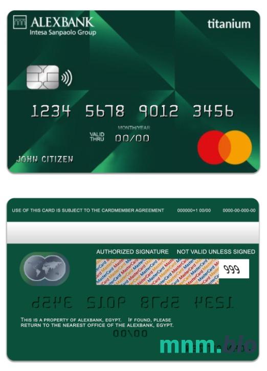 Egypt Alexbank tytan przykład karty mastercard w formacie PSD